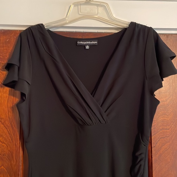 CATHERINE MALANDRINO BLACK DRESS WITH ROUCHE ON THE SIDE sz M / 10 - Picture 4 of 6